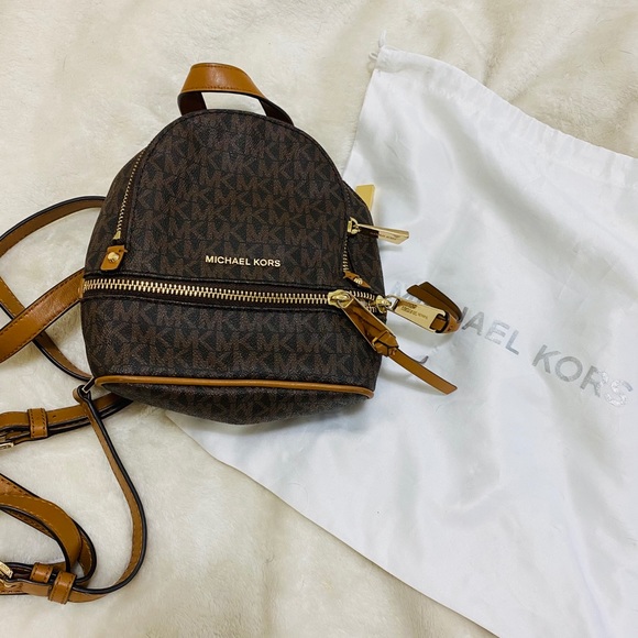 rhea mini logo backpack brown